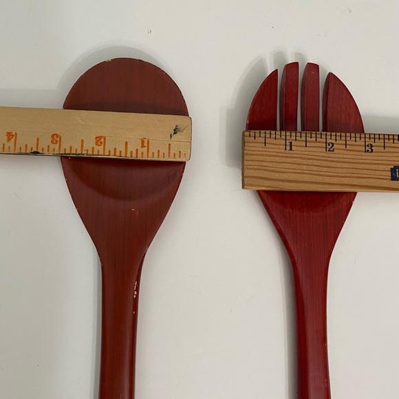 Wood Serving Salad Fork & Spoon Set Burgundy color - Picture 4 of 6
